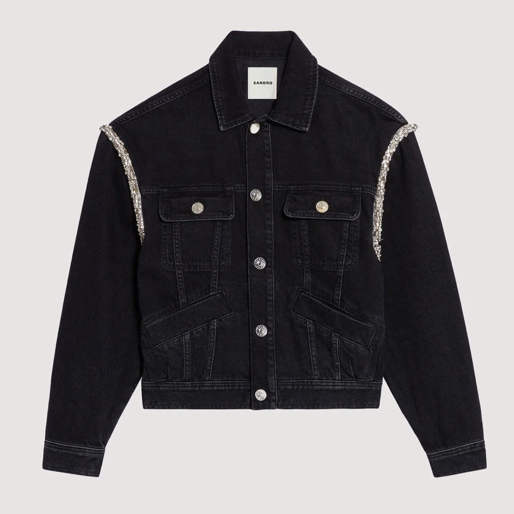 Sandro Oversized denim jacket with rhinestones - FR 40